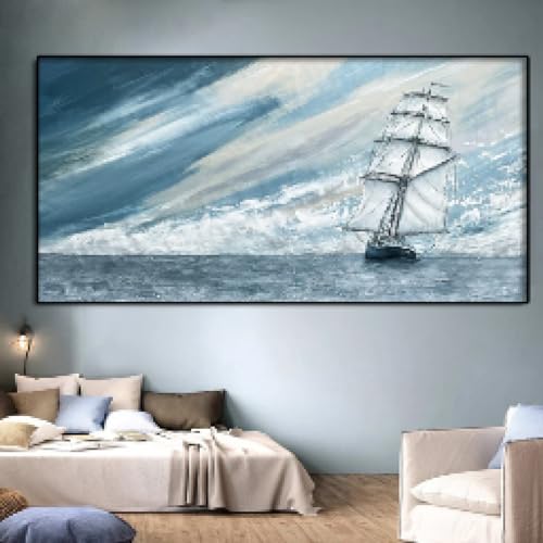 Grand voilier toile art marine | Évocation du grand large et liberté à la maison