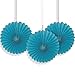 6" Mini Teal Tissue Paper Fan Decorations, 3ct