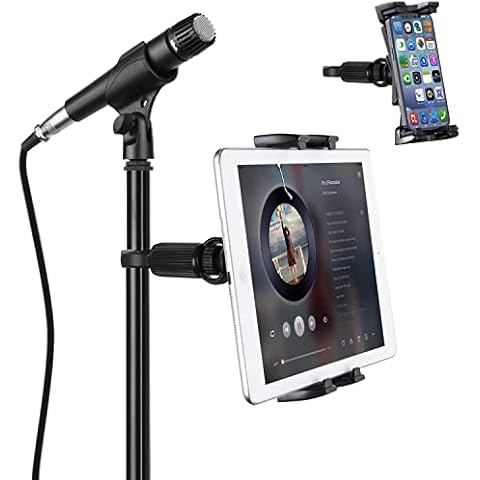 JUBOR Tablet Mounts for Microphone Stands, Microphone Tablet Holder, Mic Music Stand for iPad, iPad Pro, iPad Air, iPad Mini, 2, 3, iPhone, Smartphone 4.7-12.9" Tablets Cover