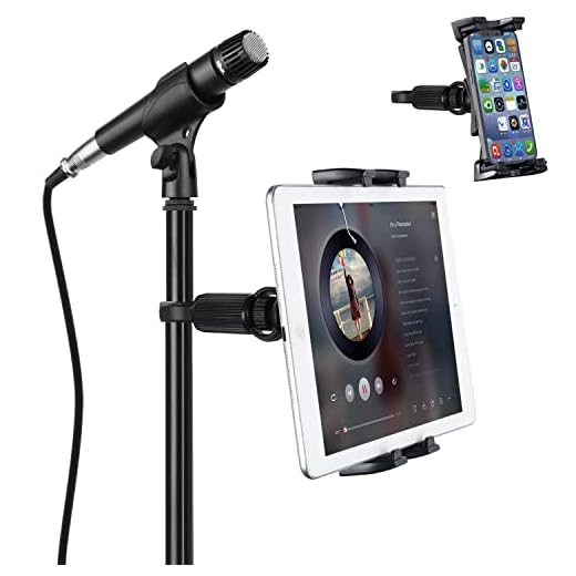 Tablet Mounts for Microphone Stands, JUBOR Microphone Tablet Holder, Mic Music Stand for iPad, iPad Pro, iPad Air, iPad Mini, 2, 3, iPhone, Smartphone 4.7-12.9" Tablets
