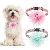 PUPTECK Floral Dog Collars for Valentine's Day & Spring, 2 Pack Cute Soft Adjustable Puppy Collar...