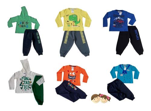 Roupa Infantil Menino Inverno Jogo Com 3 Conjuntos Masculino Tamanho:2