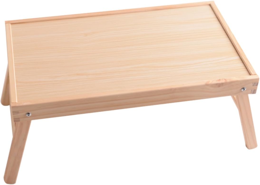 Wood Bedside Desk Folding Laptop Table Compact Serving Tray for Breakfast Tea Study Portable