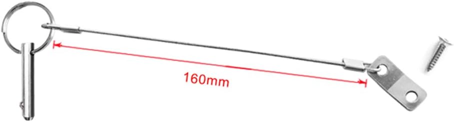 VTurboWay 2 Pack Quick Release Pin 1/4" Diameter w/Lanyard Prevents Loss, Full 316 Stainless Steel, Bimini Top Pin, Marine Hardwarel