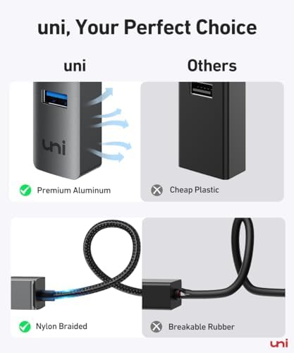 HUB USB Ethernet, uni 1000 Mbps Ethernet USB Adapter RJ45 i 5 Gb/s, USB 3.0, aluminium, nylon, do MacBooka, iMaca, XPS, Surface Pro, Linux, Chromebooka