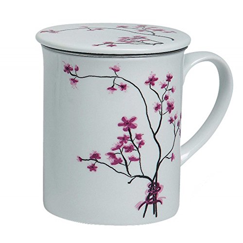 Tea Logic Kräuterteetasse Cherry Blossom mit Sieb und Deckel im Geschenkkarton
