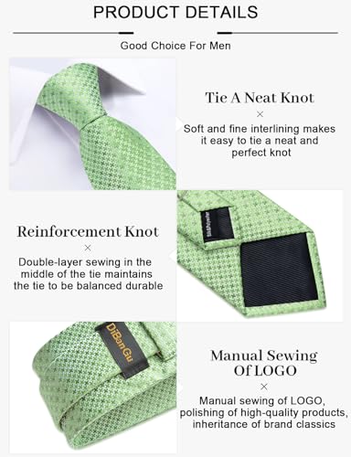 Image of DiBanGu Plaid Ties for Men Silk Checkered Necktie and Pocket Square Cufflinks Tie Clip Set with Gift Box for Wedding Business