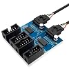 Akasa Internal 1-to-4 USB 2.0 Splitter Hub Cable | Expands a USB 2.0 9-pin header to 4 headers | Includes Adhesive Tape | 30cm | AK-CBUB64-30BK