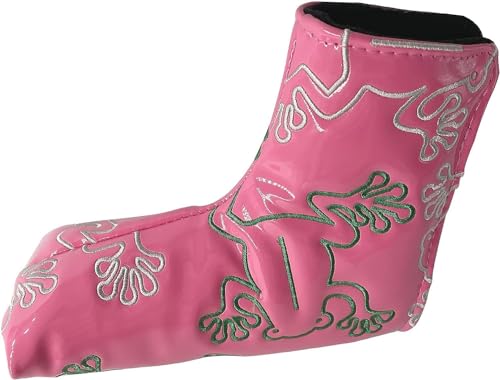 Gbourly Golf Club Pink Frog Blade Putter Cover Magnetic Closure PU Leather Headcover