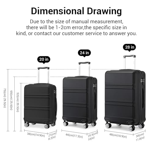 Kono Fashion Hand Luggage Lightweight ABS+PC Hard Shell Trolley Travel Suitcase with TSA Combination Lock and 4 Spinner Wheels - Image 4