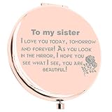 NKIPORU Sister Gifts from Sister I Love You, Today Tomorrow and Forever Personalized Pink Compact Ma