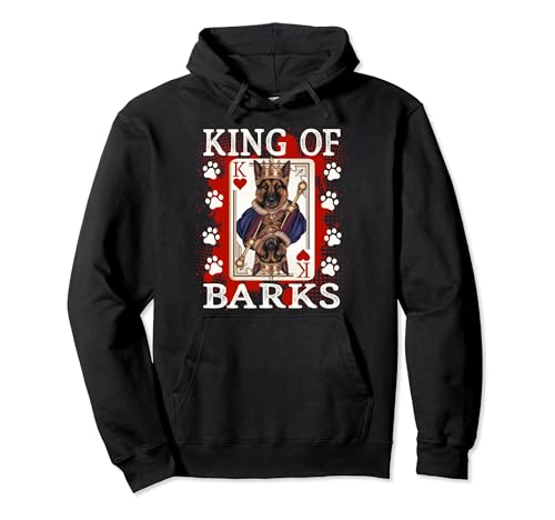 King of Barks / Hearts Poker Pastore Tedesco Felpa con Cappuccio