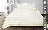Milano Home USA Milano Home Satin Checks Ecru 100% Natural Cotton 3 pc Checkered Duvet Cover Set,...