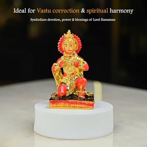 Image of HindCraft Hanuman Ji Murti Idol - Bajrangbali Statue for Home Decor, Pooja Room, Car Dashboard, Office Table - Lord Hanuman Ji Showpiece, Housewarming Gifts & Spiritual Decoration