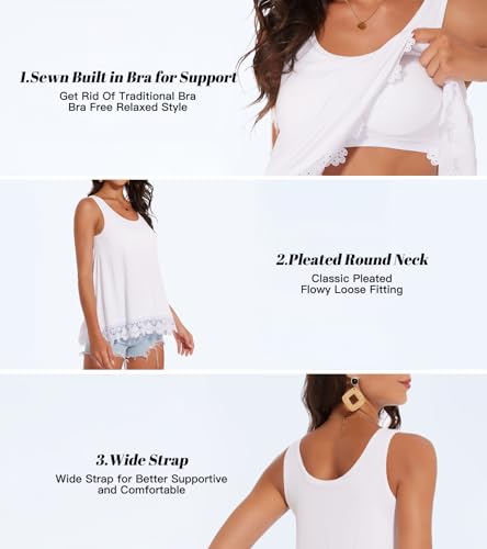 Image of Camisoles for Women with Built in Bra Adjustable Strap Tank Tops Cami Sleeveless Summer Tops for Workout Sleeping Traveling