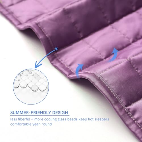 Image of YnM Exclusive Cooling Weighted Blanket, Smallest Compartments with Glass Beads, Bed Blanket for One Person of 140lbs, Ideal for Twin /Full Bed (48x72 Inches, Pounds, Fuchsia)