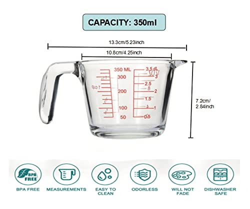 Glass Measuring Cups Set,Bpa-Free Premium Heat Resistant Borosilicate Glass Measuring Cups With Handle, Precise Measurement Dl, Cups,Oz & Ml Scale Microwave & Freezer Safe #TOP6