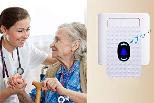 DAYTECH Wireless Caregiver Pager Call Button for Elderly Home Alert Alarm System Panic Button for Patient Seniors Personal Nurse Call Button 2 Receivers+2 Emergency Button