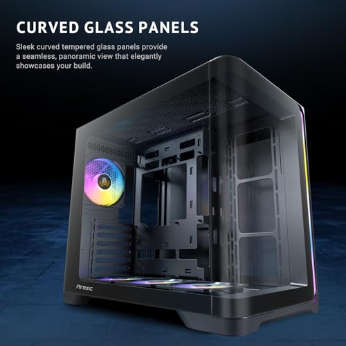 Image of Antec C5 Curve ARGB, Mid-Tower ATX PC Case, Curved Tempered Glass Front & Side Panels, 4 x 120mm ARGB PWM Fans Included, Supports Up to 10 Fans, 360mm Radiator Support, Type-C 3.2 Gen 2