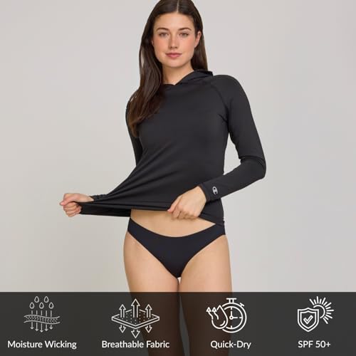 Champion Women's Hooded Rash Guard, Long Sleeve Sun Hoodie UPF 50+ Shirt, - image 5