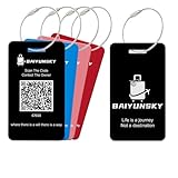 Smart Luggage Tags for Suitcases, 4 Pack QR Code Security Information Luggage Tag, Steel Ring, Waterproof Easy Identify Personalized Luggage Tags, No App or Subscription Needed (4 Colours)