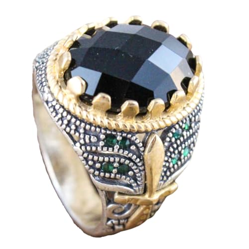 Genuine Solid 925 Sterling Silver Black Onyx Ring for Men (Onyx Z-E, 9) by Babylon Silver - Used condition - US$12.84