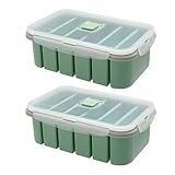 Bcuuozeeing Juego de 2 moldes de silicona para congelar sopa, con tapa, 6 agujeros, recipiente para alimentos, molde extra grande para sopa, caldo, salsa, cubitos de hielo, cubitos de hielo o