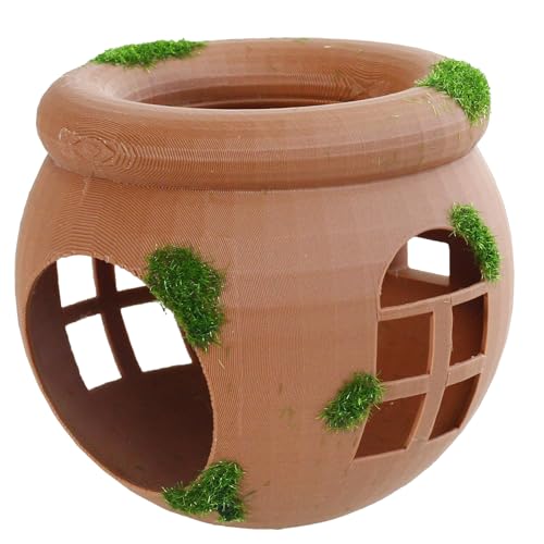 Lanxitown Betta Hammock Floating Hideout House with Artificial Moss Suction Cup Mount 3D-Printed PLA Aquarium Decor Rest Cave Toy for Betta Fish Tank Accessories