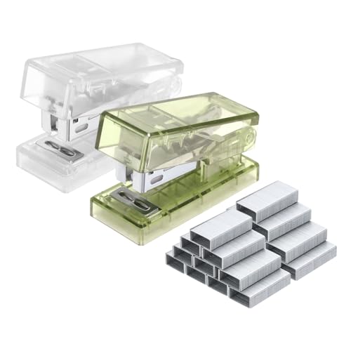 PATIKIL 2 Paquetes De Grapadora Mini Con Grapas, Grapadora Pequeña Bonita Portátil De Bolsillo Con Capacidad Para 20 Hojas Y 2000 Grapas Para Escritorio Viaje Aula Suministros D