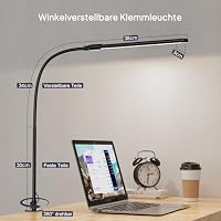 KableRika Schreibtischlampe LED dimmbar mit Gestensteuerung, Schreibtischlampe klemmbar mit 3 Farbmodi, Augenschutz-Tischlampe für Büro, Homeoffice & Monitor – Ansicht 7