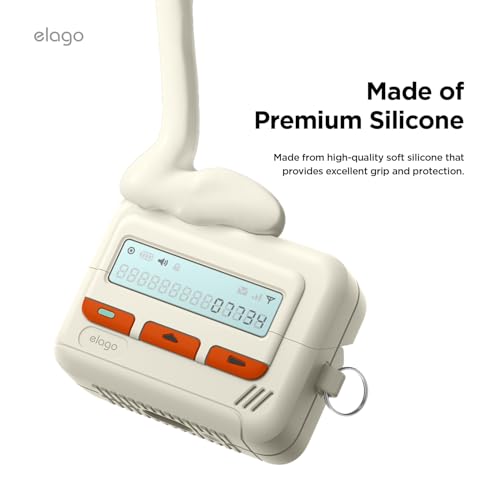 Image of elago Pager Case Compatible with Samsung Galaxy Buds 3 Case & Galaxy Buds 3 Pro Case & Galaxy Buds 3 FE Case, Landyard Included, Shock Resistant, Full Protection (Classic White)