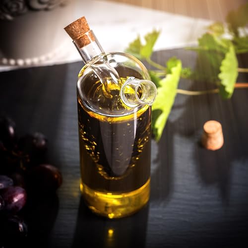 Miniatura 7 de Kadax Botella De Cristal 2 En 1 Para Aceite Y Vinagre, Dispensador De Aceite De 300 Ml Y Dispensador De Vinagre De 50 Ml En Una Botella, Botella De Aceite Con Tapón De Corcho, Botella De Aceite De