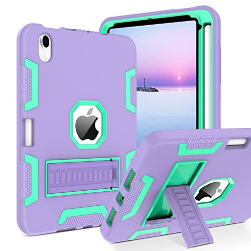Bentoben Ipad Mini 6 Case 2021, Ipad Mini 6Th Generation Case With Pencil Holder, 3 In 1 Heavy Duty Rugged Shockproof Stand Protective Cover Girl Women Boy For Ipad Mini 6, Purple/Green #TOP29