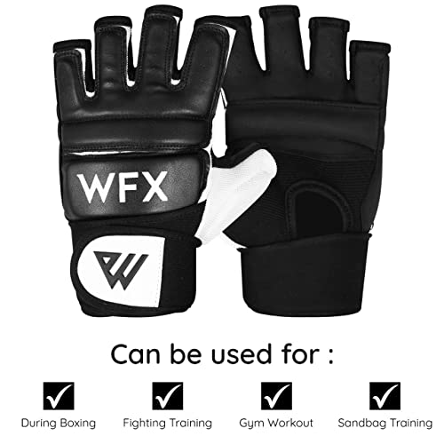 WFX Guantes de boxeo para saco de boxeo, guantes de karate, artes marciales, artes marciales, lucha, muay thai (M, negro)