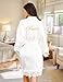 EPLAZA Bride Robe for Wedding Day Set Bridal Robe Lace Trim Silky Embroidery Satin Kimono for Bridal Party (White-Bride, Small-Medium)