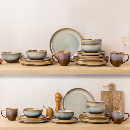 TheTerra Ceramic Dinnerware Set for 4, 12-Piece Plates and Bowls Set by theterra - Used condition - Image 2