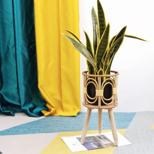 Support de Pot de Fleurs en Bois Stable avec Texture Tissée - 6