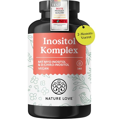 NATURE LOVE Inositol Komplex aus Myo-Inositol und D-Chiro-Inositol 180 Kapseln mit Mönchspfeffer Folsäure und Chrom laborgeprüft und in Deutschland produziert