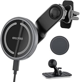 Magnetic Wireless Car Charger,15W Fast Charging Compatible with MagSafe Car Charger Mount Air Vent Clip with Extended Arm, Never Clog Exhaust Air Specially Designed for iPhone 14/13/12 Series Phones