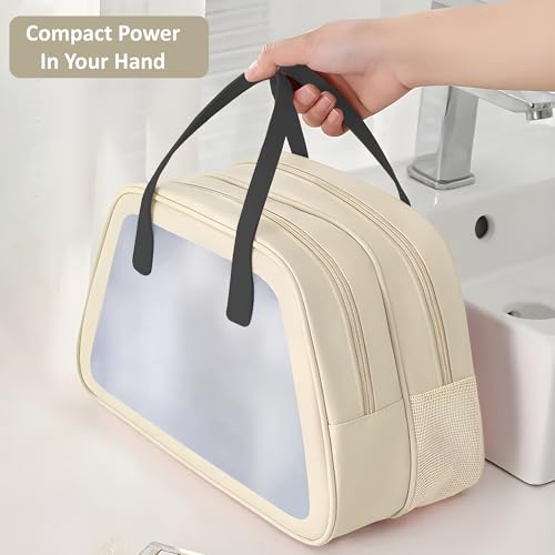 Image of Kuber Industries Pack of 2 Waterproof Skincare /Cosmetic Bag for Women | Space-Saving Makeup & Travel Toiletry Pouch | Aesthetic Vanity Kit & Wash Bag for Girls | YJ-20-BG | Transparent - Beige