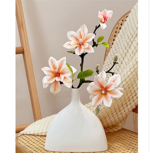 Bouquet de fleurs de simulation magnolia artificiel en vase pour table - 5