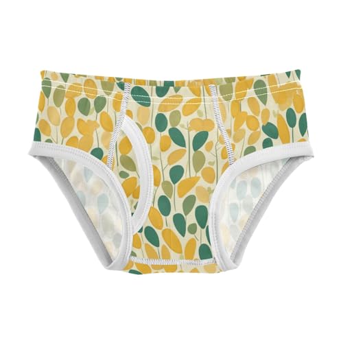 KLL Vintage Grass Green Yellow Pattern Pattern Toddler Boys Comfort Briefs Underwear Breathable Children Undies
