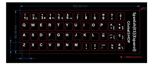 GLOBALSHOP Pegatinas Teclado QWERTY Español para Ordenador Portátil, Negro, Plástico, Compatible con Ordenador Portátil