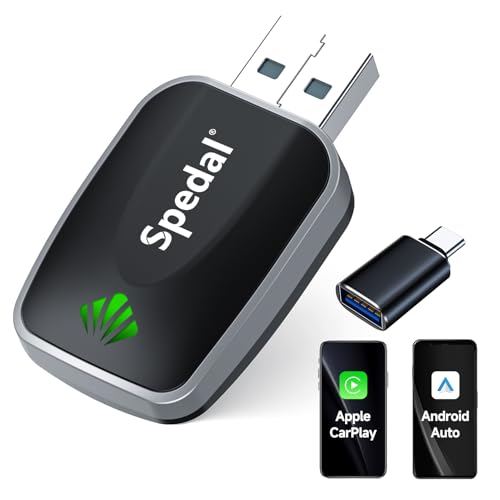 Seamless Auto-Connect CarPlay Adapter, Upgrade 2in1 Wireless CarPlay & Android Auto Adapter, Plug & Play, WLAN Dual-Band 2.4G+5G, Auto Reconnect, Compatible with After 2016 Cars with Wired CarPlay by Spedal - Used condition - US$15.22