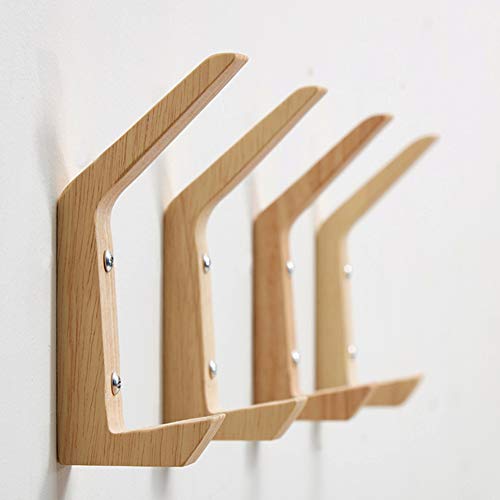 Matty-LZ 6 Stück / 8 Stück Vintage Holzhaken Wandhaken Bademantelhaken Huthaken Kleiderhaken Mehrzweckhaken Schlüsselhaken Holz Haken Tragfähigkeit 5kg Cover