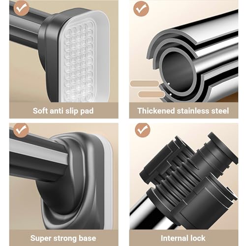 Tringle de douche réglable extensible sans perçage pour baignoire 160-250 cm - 6