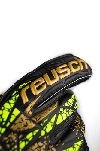 Reusch Attrakt Infinity Finger Support Goalkeeper Gloves, Black/Gold/Yellow, Size 8 - Thumbnail 6