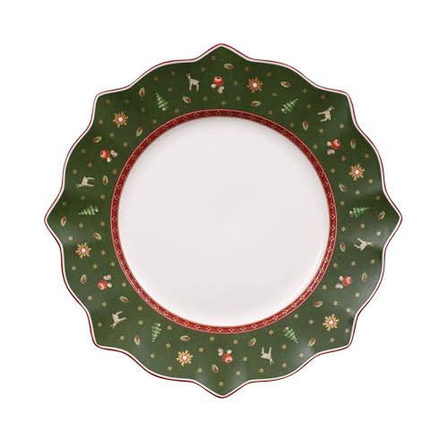 Villeroy & Boch – Toy's Delight Dinner Plate Green and White, Microwave Safe, Christmas, Table, Plate, Dinner Plate, Premium Porcelain