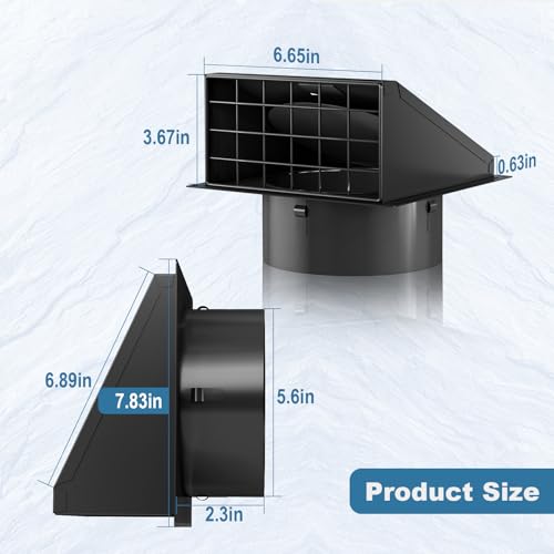 Hon&Guan Dryer Vent Cover Outside with Removable Mesh, 6 Inch Wall Mount Extractor Vent with Rubber Cushioned Non-Return Flap, Metal Outside Dryer Vent Cover for House, Black by Hon&Guan - Image 5