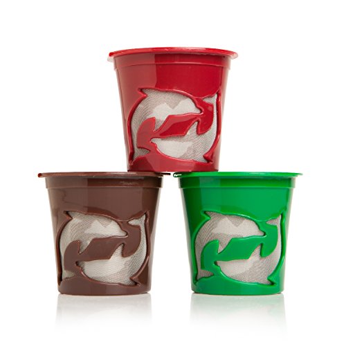 Filip Coffee - Refillable K-Cup Pods for Keurig Machines - 8ml Scoop Included - Set of 3 Pods (Multi-Color)